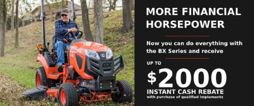 Payments as Low as $99/month – or – $2,000 Back on the BX1880 + Mower Deck